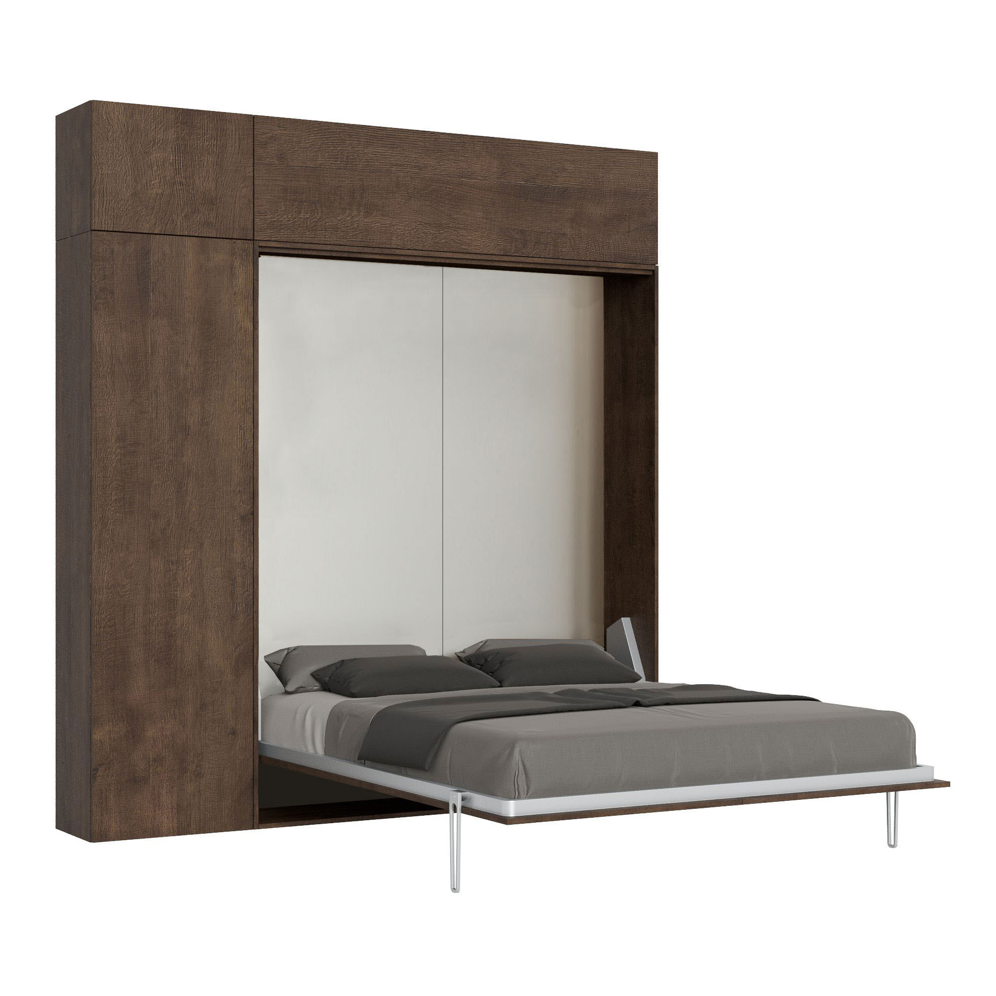 Letto matrimoniale Kentaro Noce con colonna - pensile vasistas - pensile sopra colonna