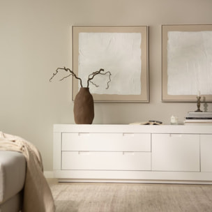 Meuble tv Sisal -bois massif et panneau de mdf-couleur laqué blanc mat 200 x 57 x 40 cm