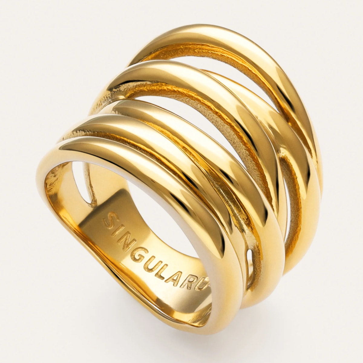 Anello Ondina Acciao Placcato Oro