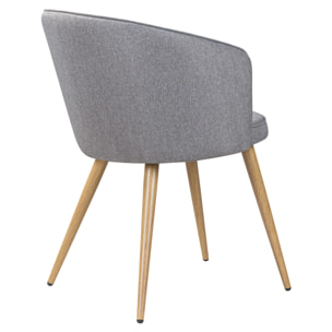 Lot de 2 chaises en tissu gris clair et pieds en métal - Chiara