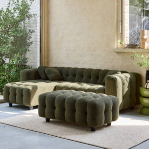 Pouf, repose-pieds pour canapé d'angle 3 places Leon bouclette texturée LEON