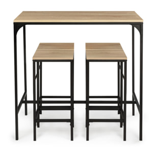 Table haute repas Memphis  95cm + 4 tabourets