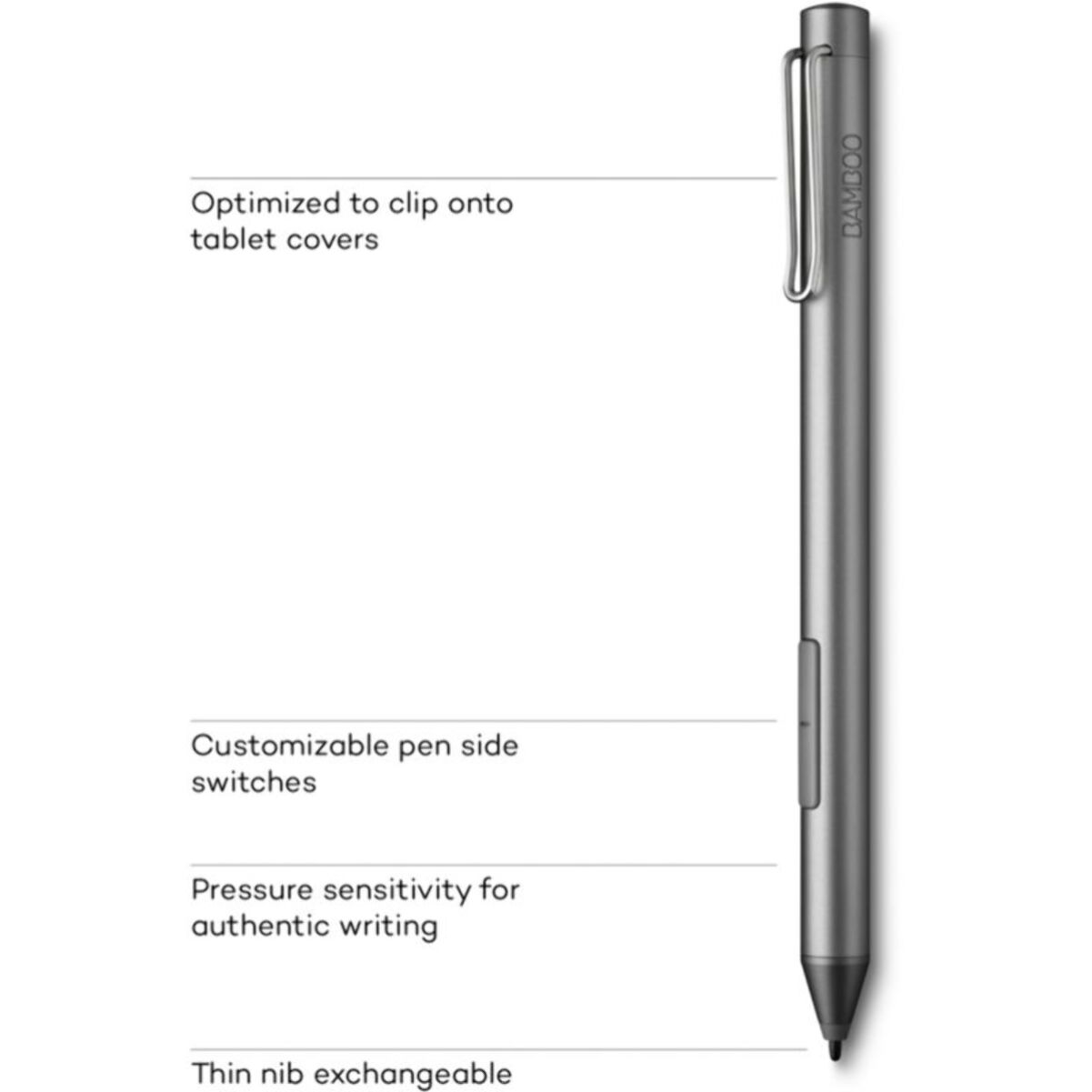 Stylo numérique WACOM BAMBOO INK 2nd Gris Stylus