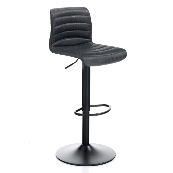 Lot de 2 tabouret de bars Tomasucci GARBO, en acier et similicuir, noir