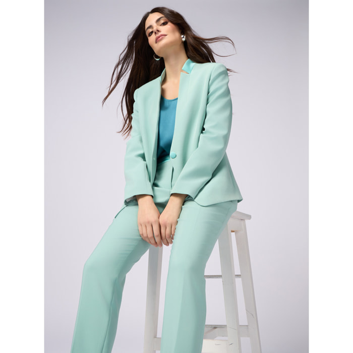 Oltre - Pantaloni con dettaglio in raso - Verde acqua