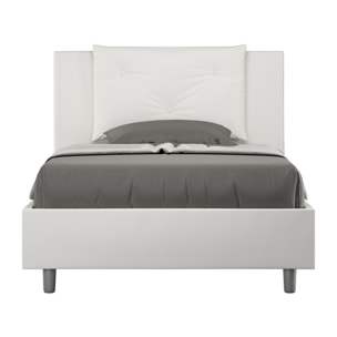 Letto una piazza e mezza con rete imbottito 120x190 similpelle bianco Appia