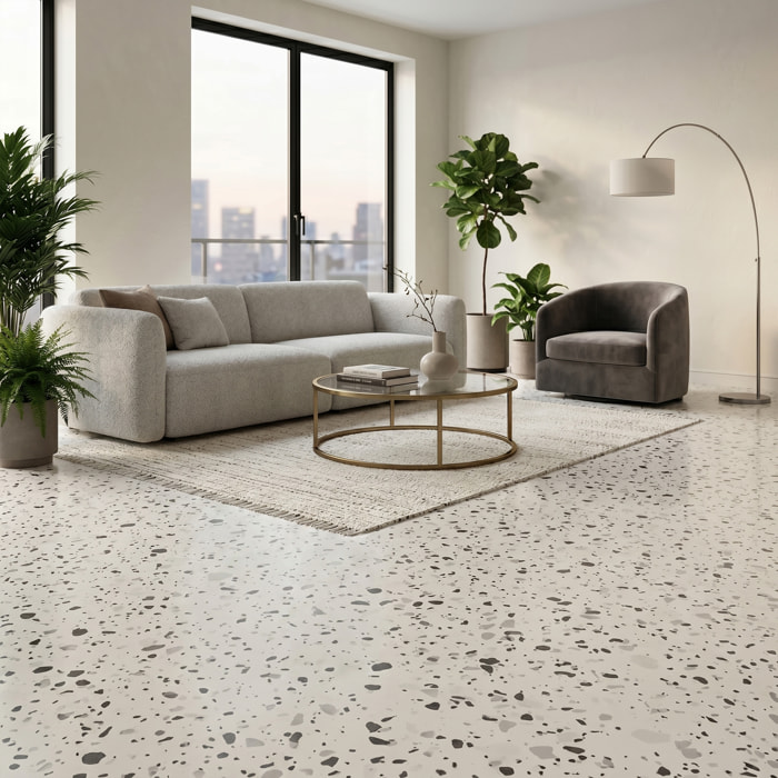 Rouleau adhésif sol terrazzo anti-dérapant étanche au mètre - Sticker Sol avec laminat de Protection en Plastique Anti-dérapant