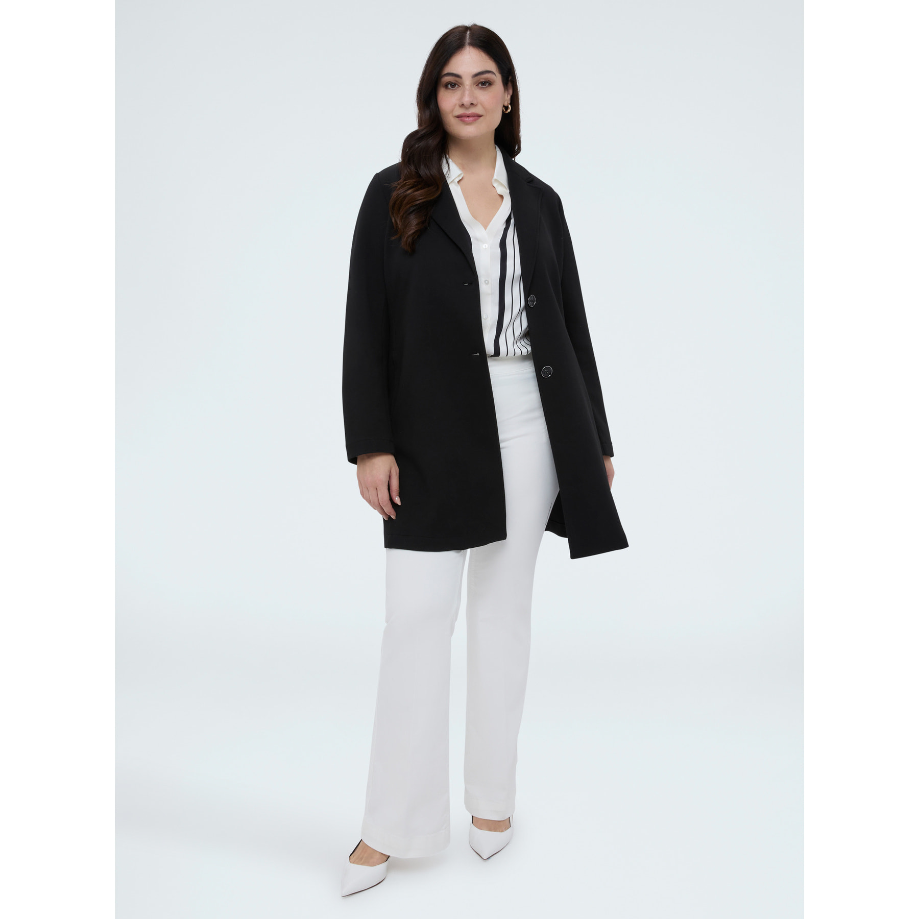 Fiorella Rubino - Cappotto in scuba con davantino rimovibile - Nero