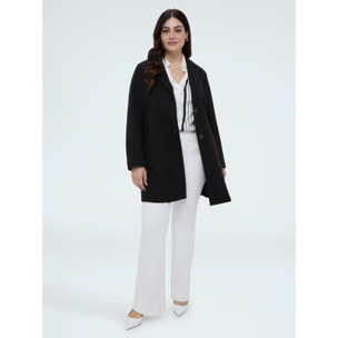 Fiorella Rubino - Cappotto in scuba con davantino rimovibile - Nero