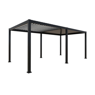 Pergola bioclimatique en aluminium. lames orientables 3x6m + 4 stores 3m TRIOMPHE anthracite