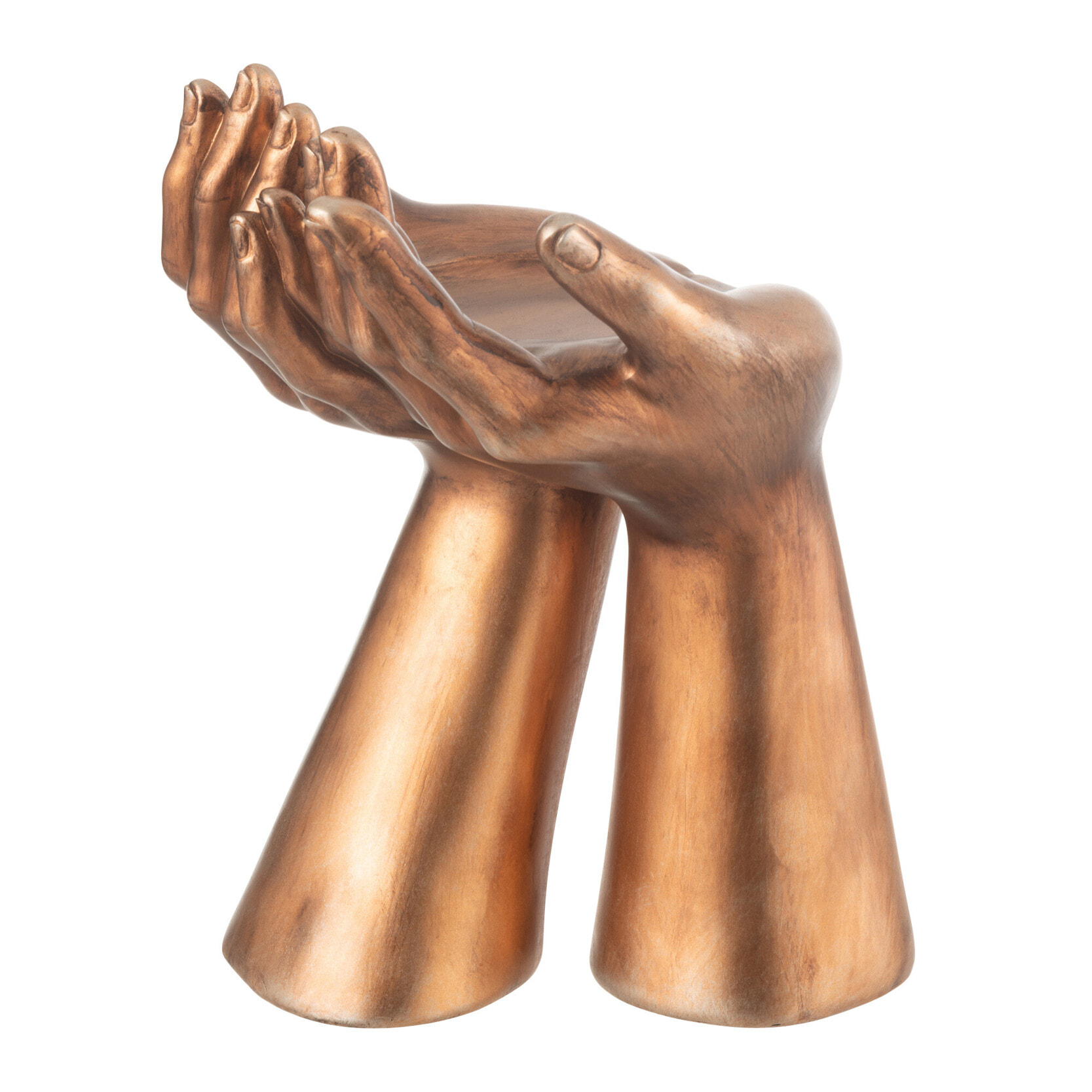 J-Line porte-bougie Mains -polyrésine - cuivre