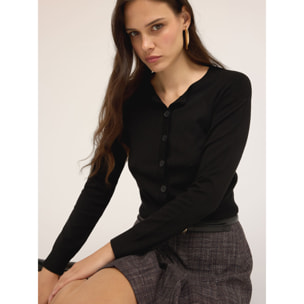 Motivi - Cárdigan con detalles acanalados - Negro