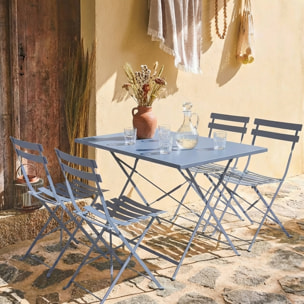 Table de jardin bistrot pliante métal + 4 assises EMILIA