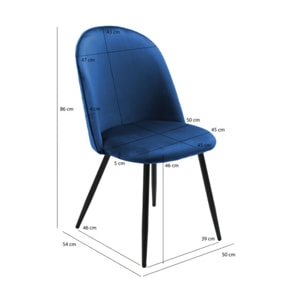 Chaise en velours dossier capitonné pieds métal Noir- SANSA