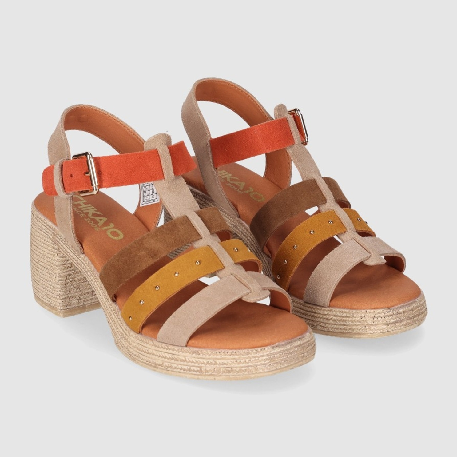 Sandalias de Piel - Multicolor - Tacón: 7 cm
