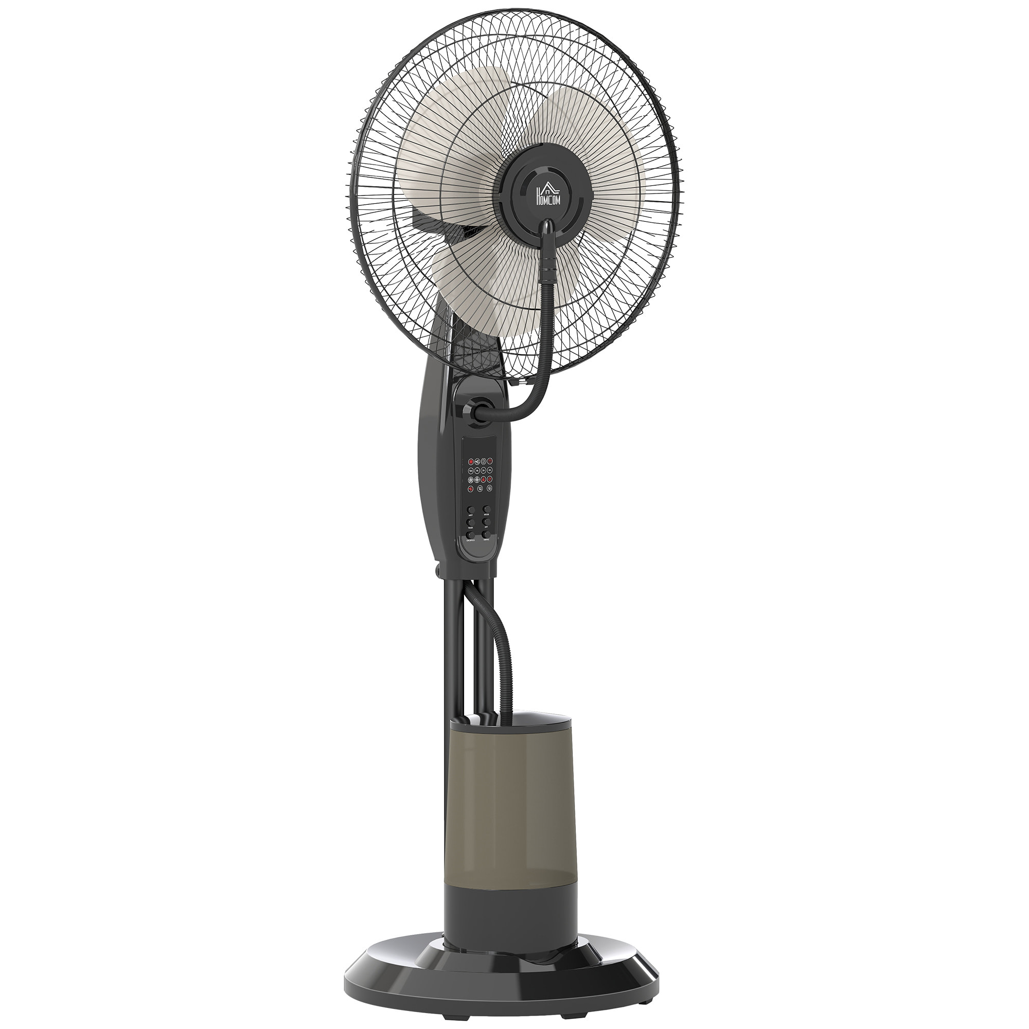 Ventilateur brumisateur oscillant inclinable 75W sur pied H.120 cm réservoir 3,2L avec télécommande noir