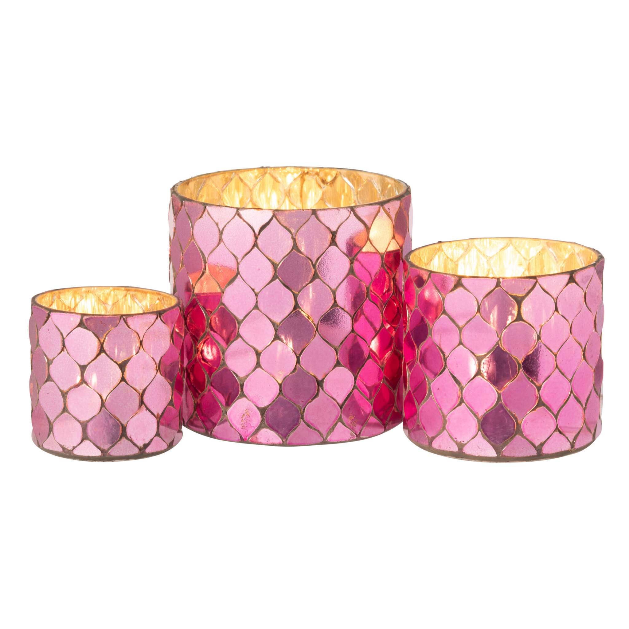 J-Line bougeoir Cylindre Mosaïque - verre - fuchsia