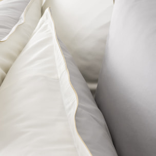 Taie d'oreiller unie en satin de coton bio, NOBEL, Gris Argent