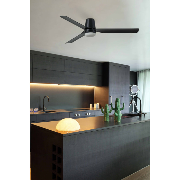 PUNT TUB M LED Ventilateur de plafond noir/noyer TUYA