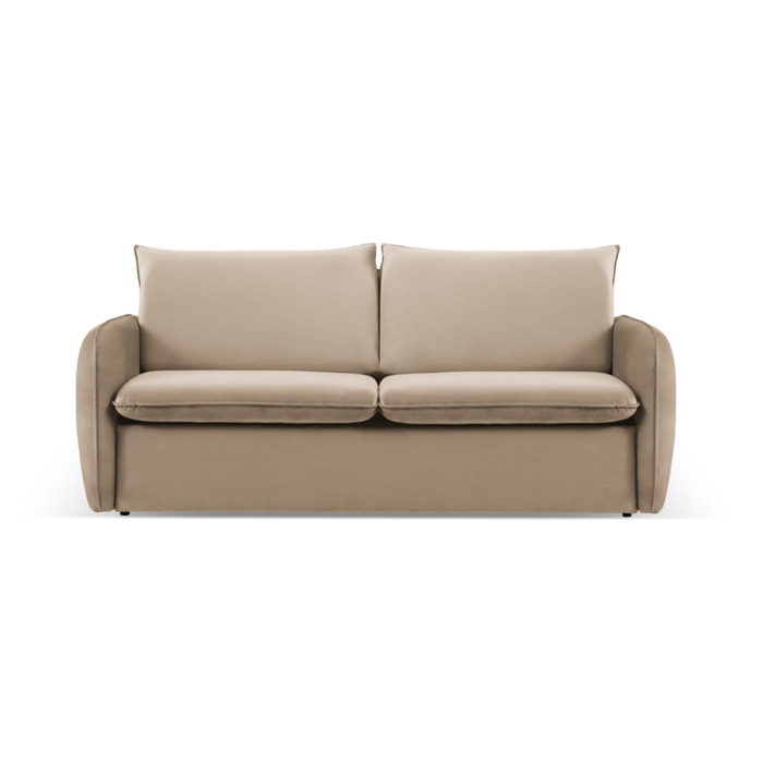 Canapé convertible "Vienna" 2 places en velours beige