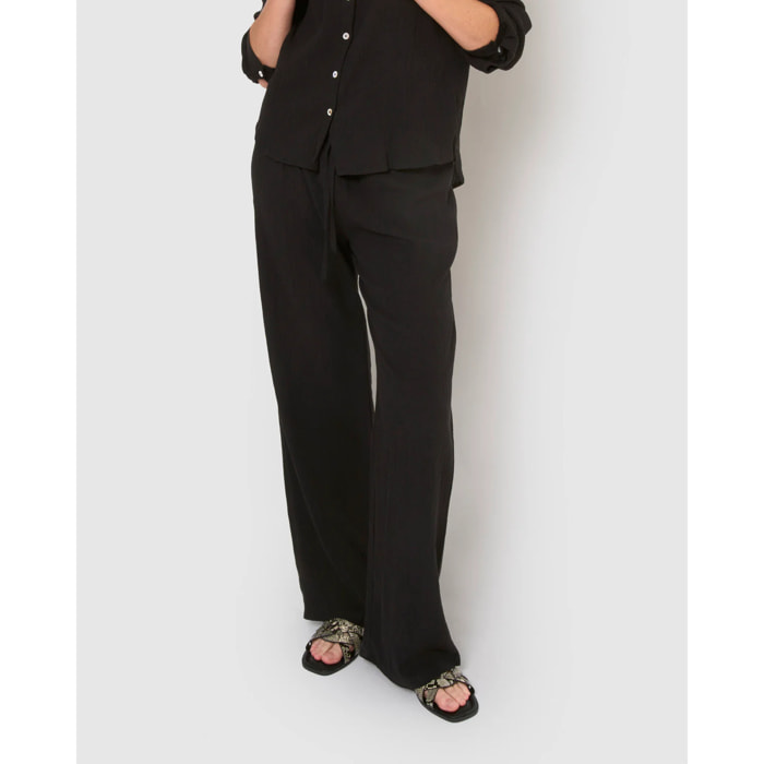 Pantalón algodón lino negro