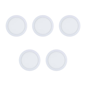Forlight Easy Circular - 5 Downlights con LED integrado 4000K para iluminar hacia abajo ON/OFF ø30cm Color Blanco