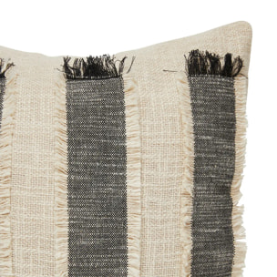 Coussin à franges "Malakite" noir & blanc 50x50cm