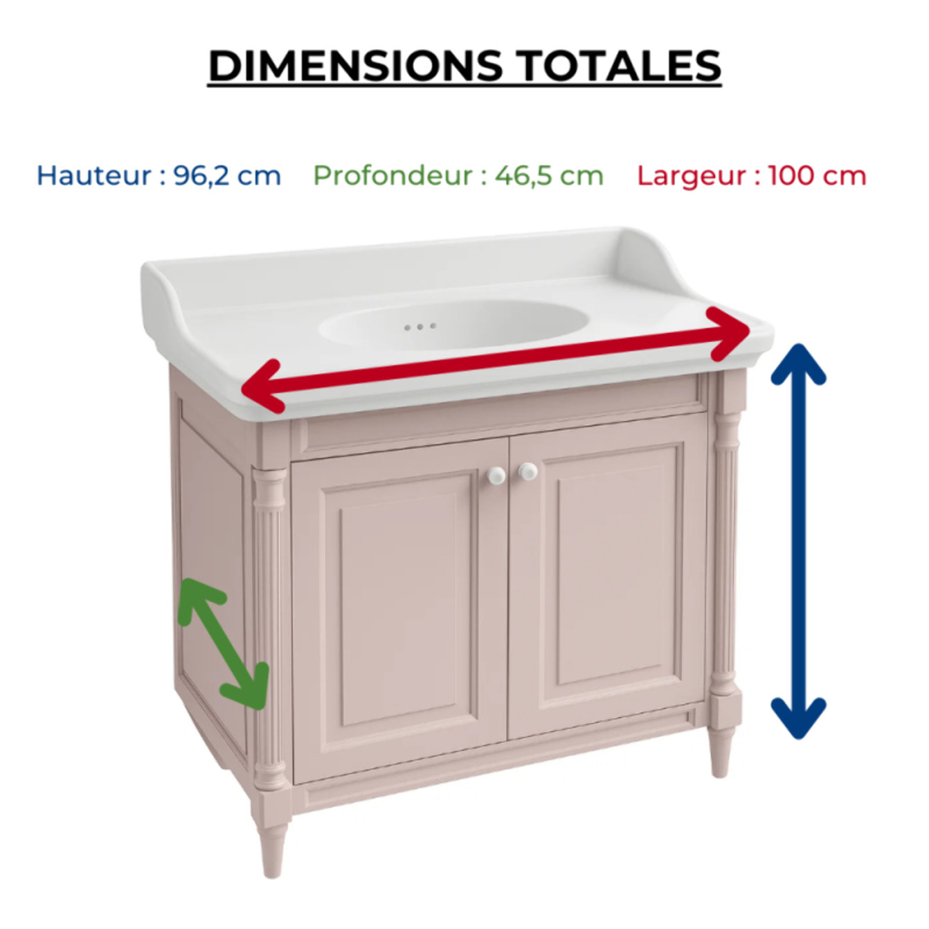 Pack meuble vasque Cléo 1889 rose velours + mitigeur or