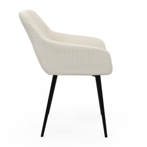 Chaises Jenny en velours côtelé et pieds métal