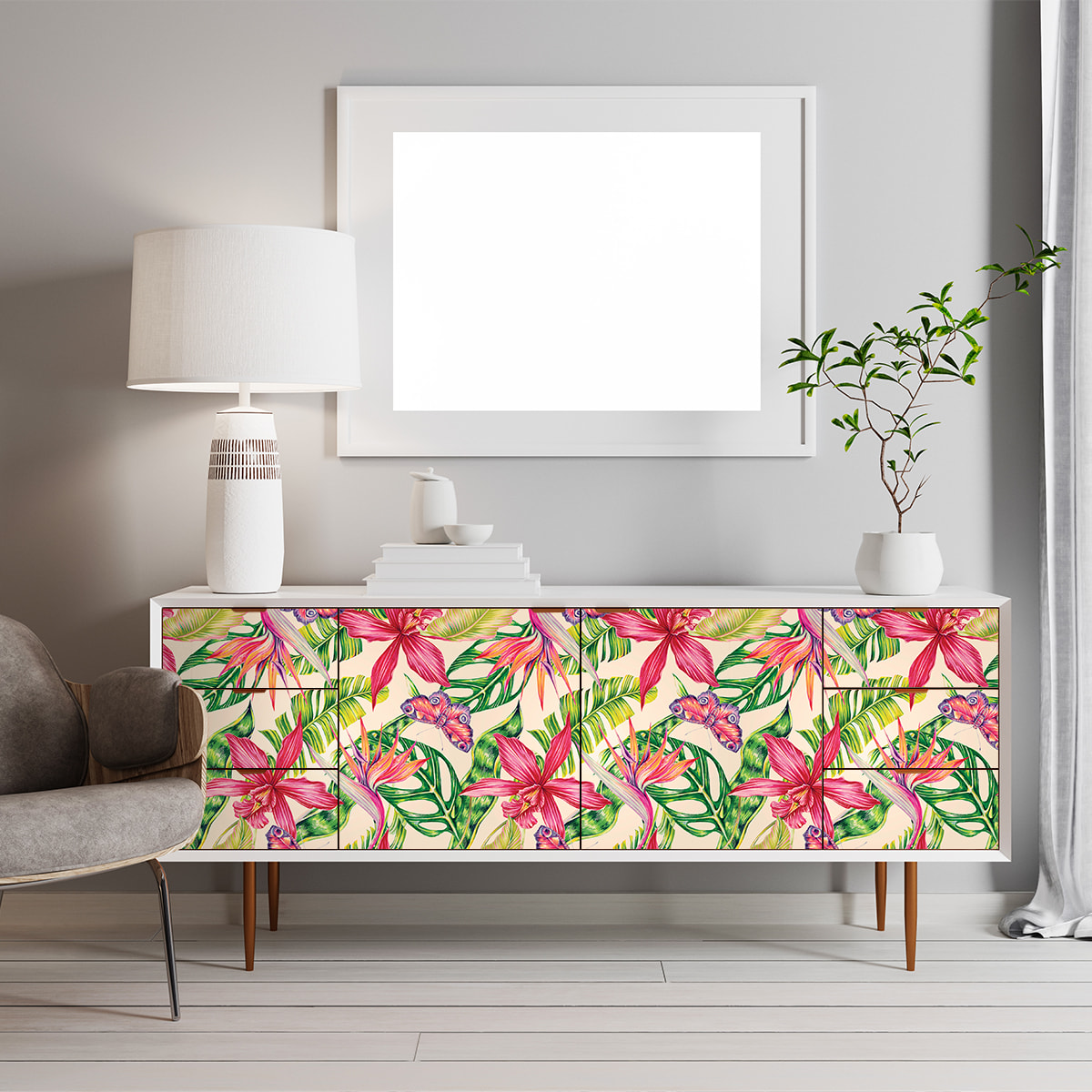 Sticker meuble tropical adisak 60 x 90 cm