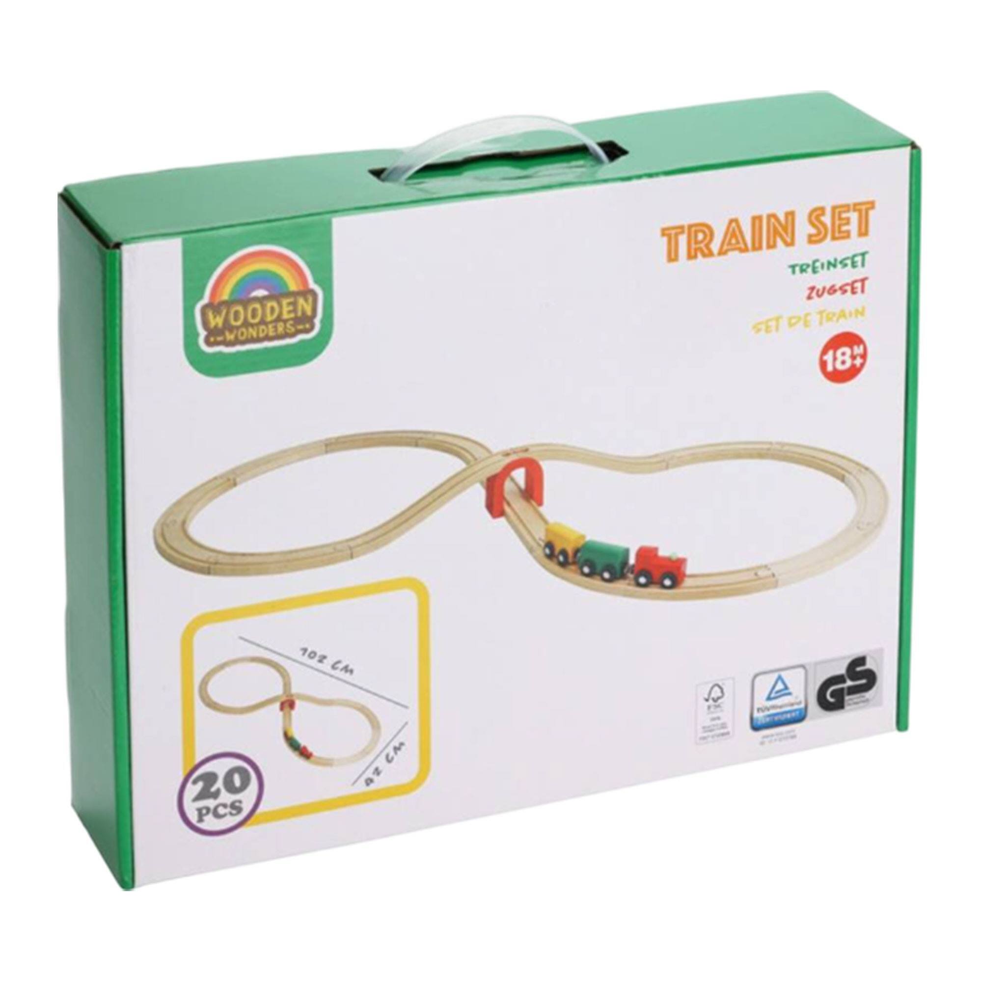 Well home - juego de tren de madera con 20 piezas