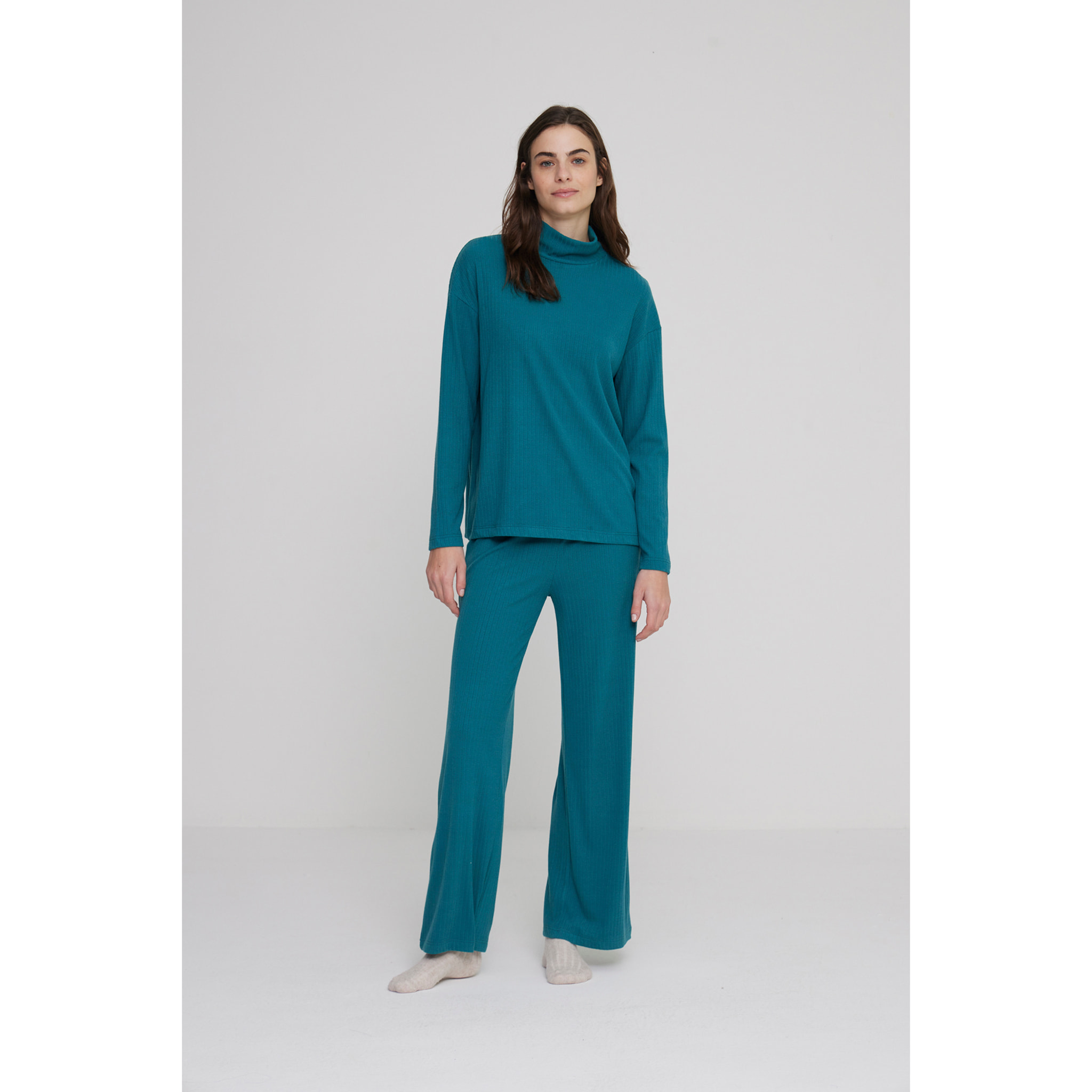 Completo loungewear donna madrid in maglina a coste Noidinotte