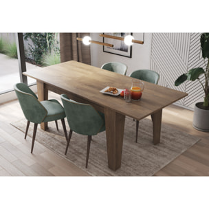 Tavolo da Pranzo Allungabile Da 140 A 200 Cm Gambe a Spillo Design Moderno 8 Posti Estensibile Guide In Metallo Cucina Salotto Soggiorno Noce