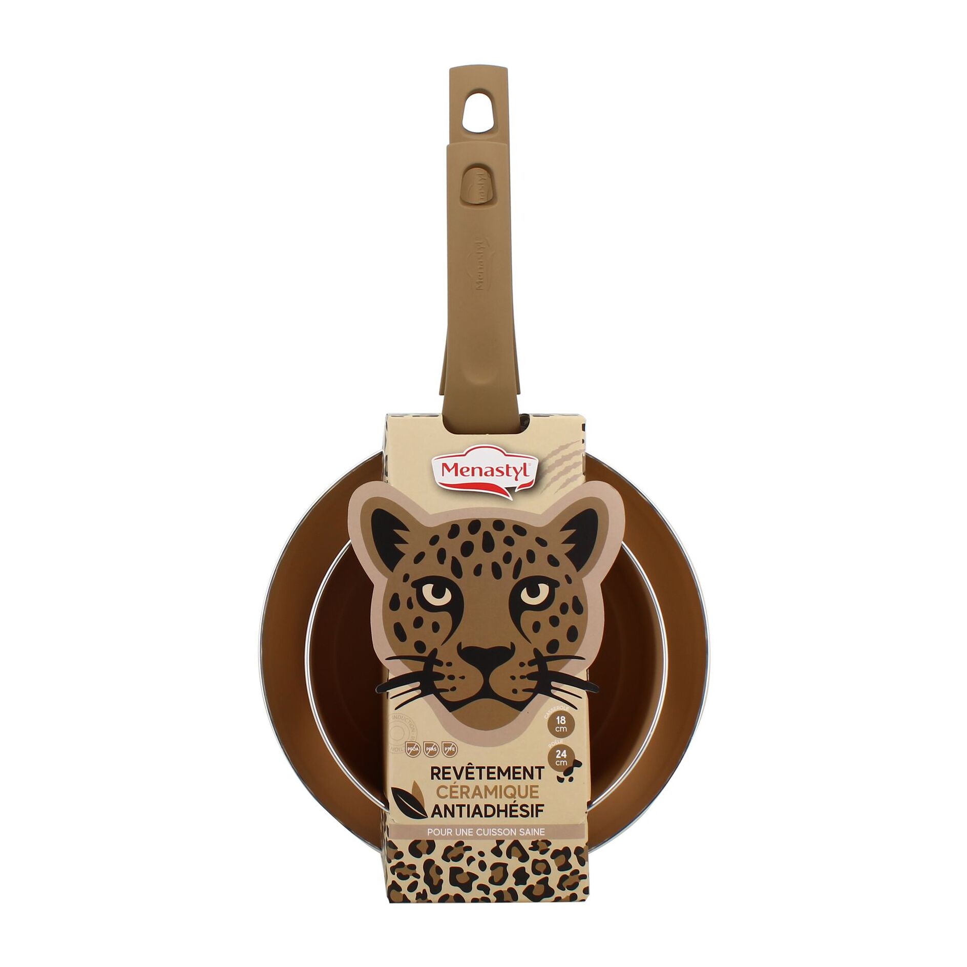 Lot de poêle et casserole en aluminium léopard - tous feux ANIMALS