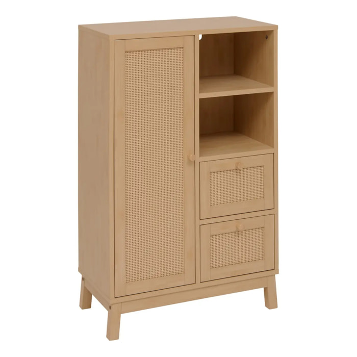 Meuble de salle de bain 1 porte Cane marron