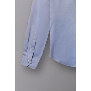 Camicia Uomo 1 Bottone Francese Slim Armaturato Fantasia Celeste