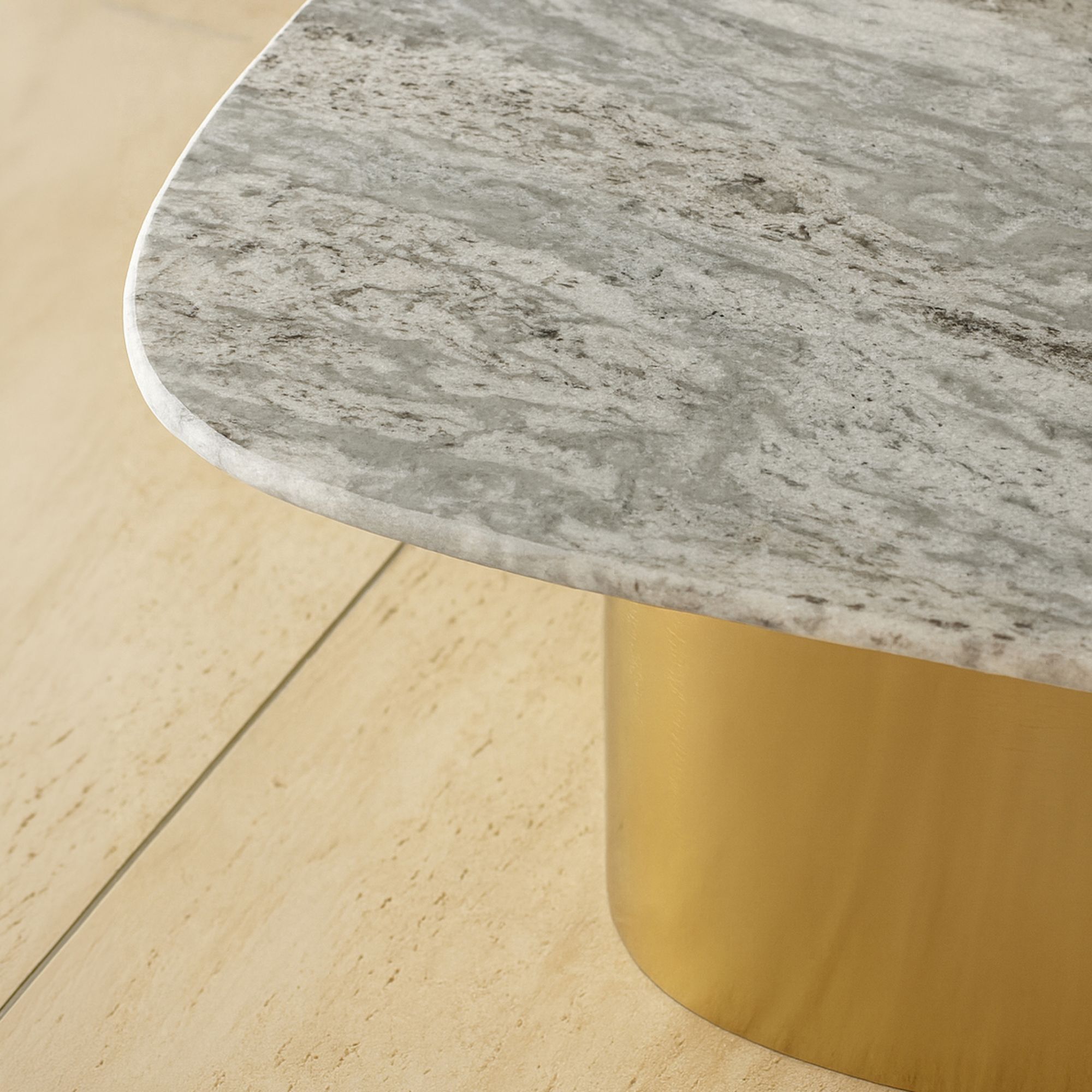 Table basse en marbre gris et pied en métal doré FEDJE
