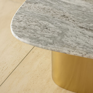 Table basse en marbre gris et pied en métal doré FEDJE