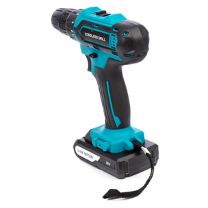 Trapano elettrico senza fili con doppia velocità, 35NM, valigetta di trasporto e 24 accessori. 2 batterie da 6500 mAh.