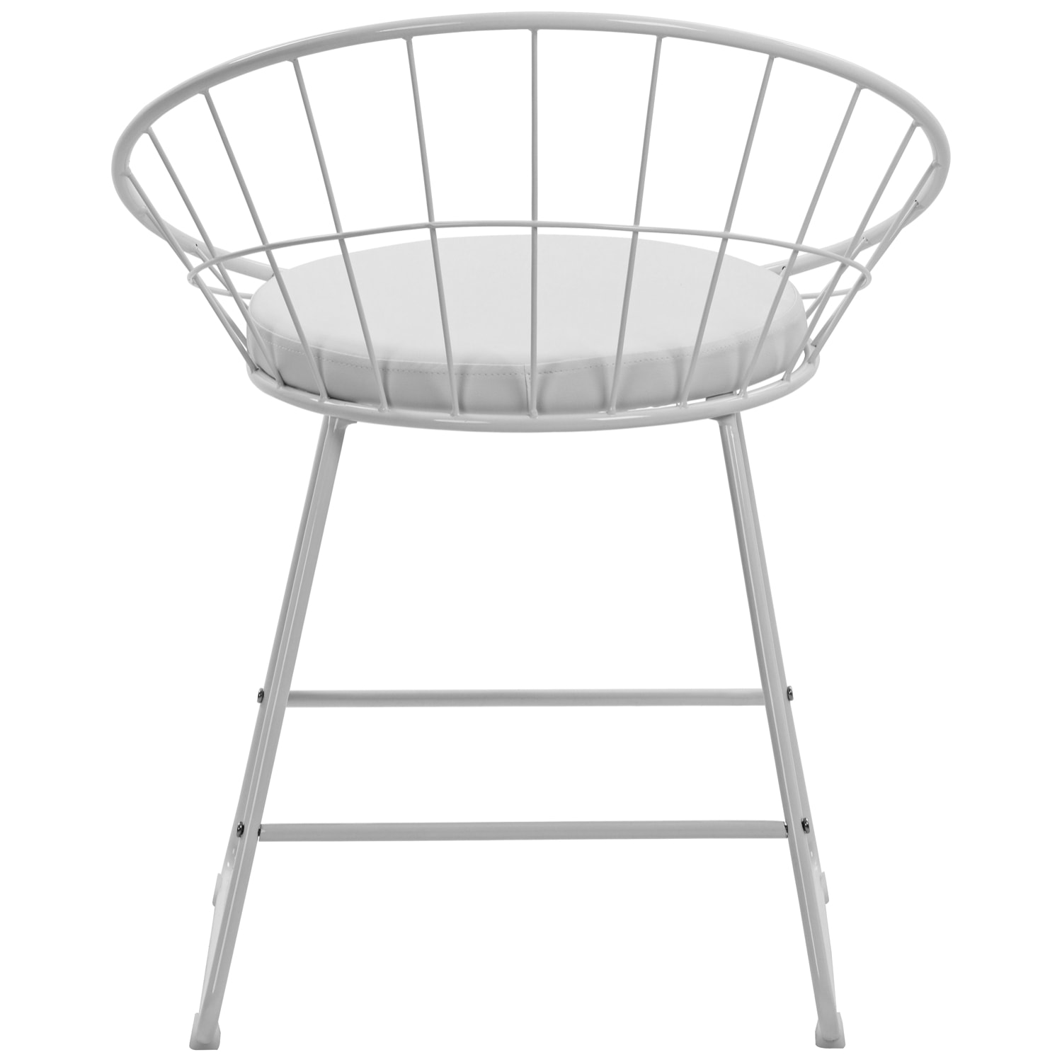 Lot de 2 chaises en métal blanc et coussin blanc ALEX