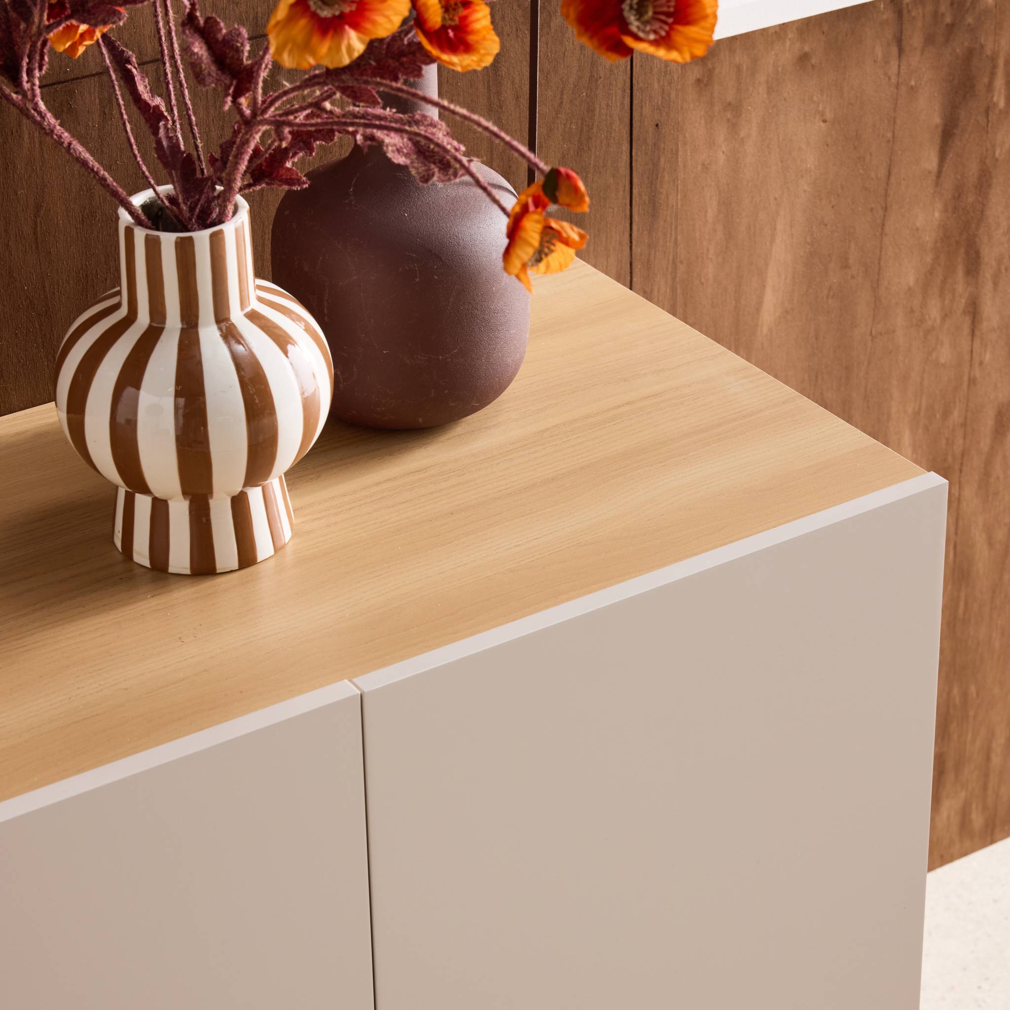 Buffet métal et décor bois 3 portes 120cm ASHTON