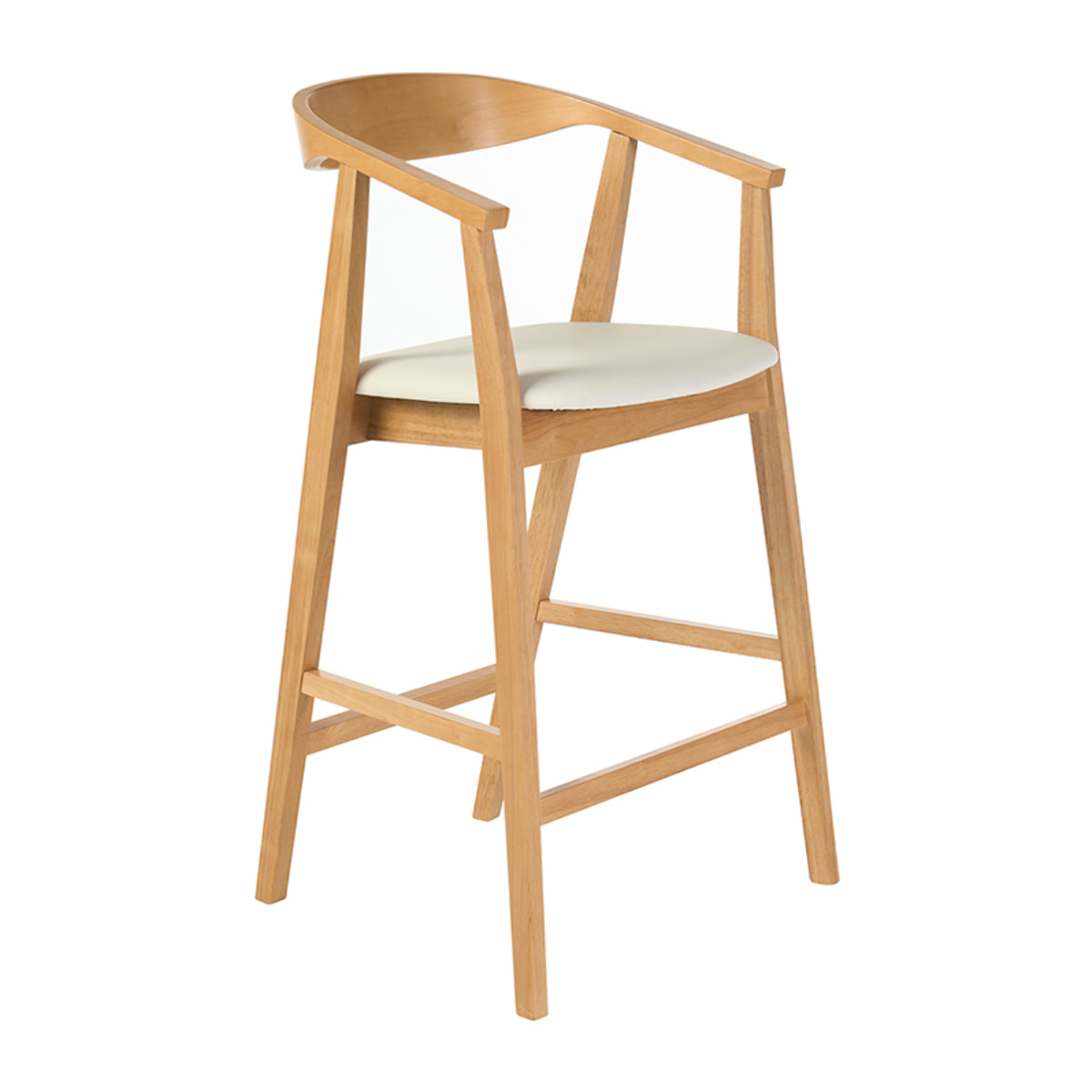 Tabourets de bar scandinaves blancs et bois clair H66.5 cm (lot de 2) BAHIA