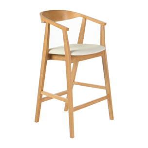 Tabourets de bar scandinaves blancs et bois clair H66.5 cm (lot de 2) BAHIA