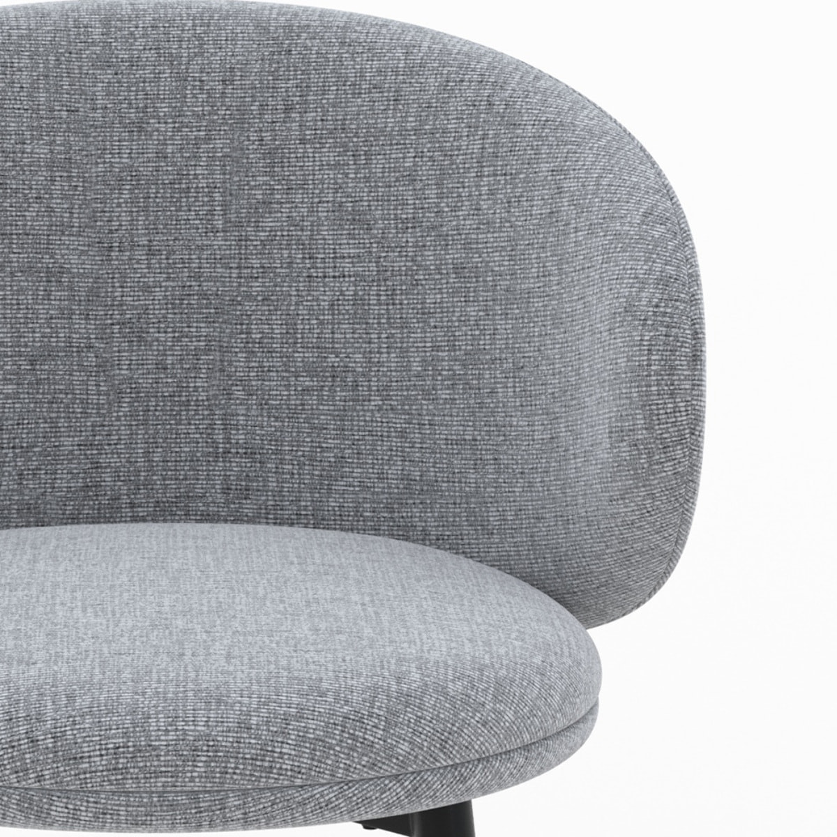 Lot de 2 chaises en tissu gris foncé chiné et pieds noirs - Cécilia