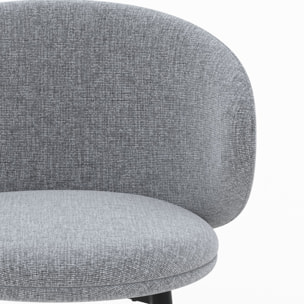 Lot de 2 chaises en tissu gris foncé chiné et pieds noirs - Cécilia