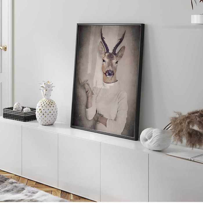 Affiche encadrée animal surréaliste antilope élégante Affiche + cadre en métal - Noir