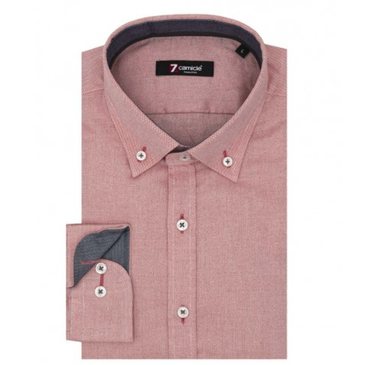 camicia uomo 1 bottone button down slim Oxford Strech Unito Rosso