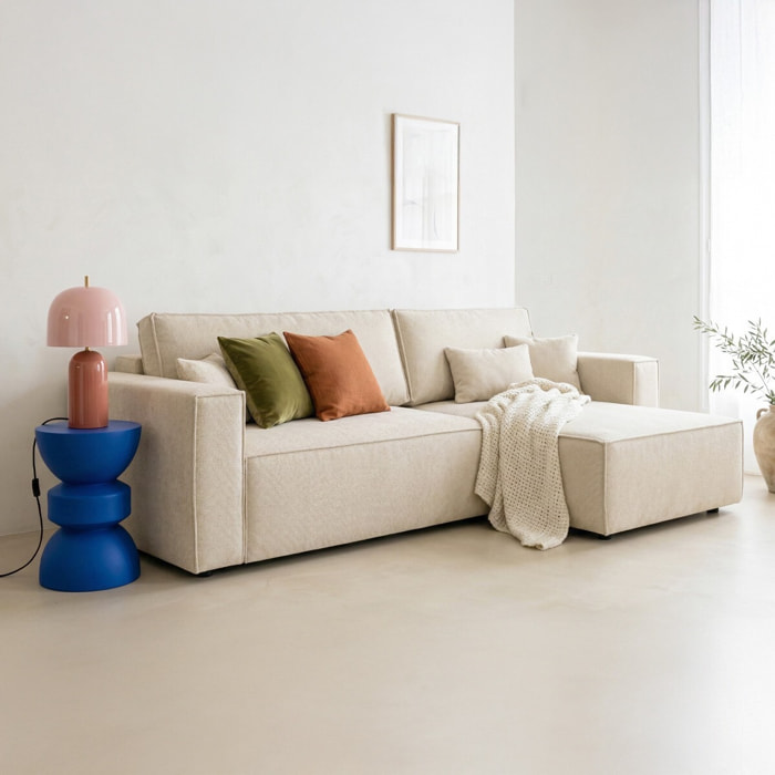 Canapé d'angle convertible 4 places en tissu chenille - LIVIA