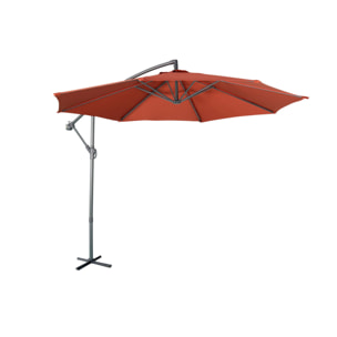 Parasol déporté rond Ø300cm  - Hardelot - Terracotta - Manivelle anti-retour | Toile déperlante | Facile à utiliser