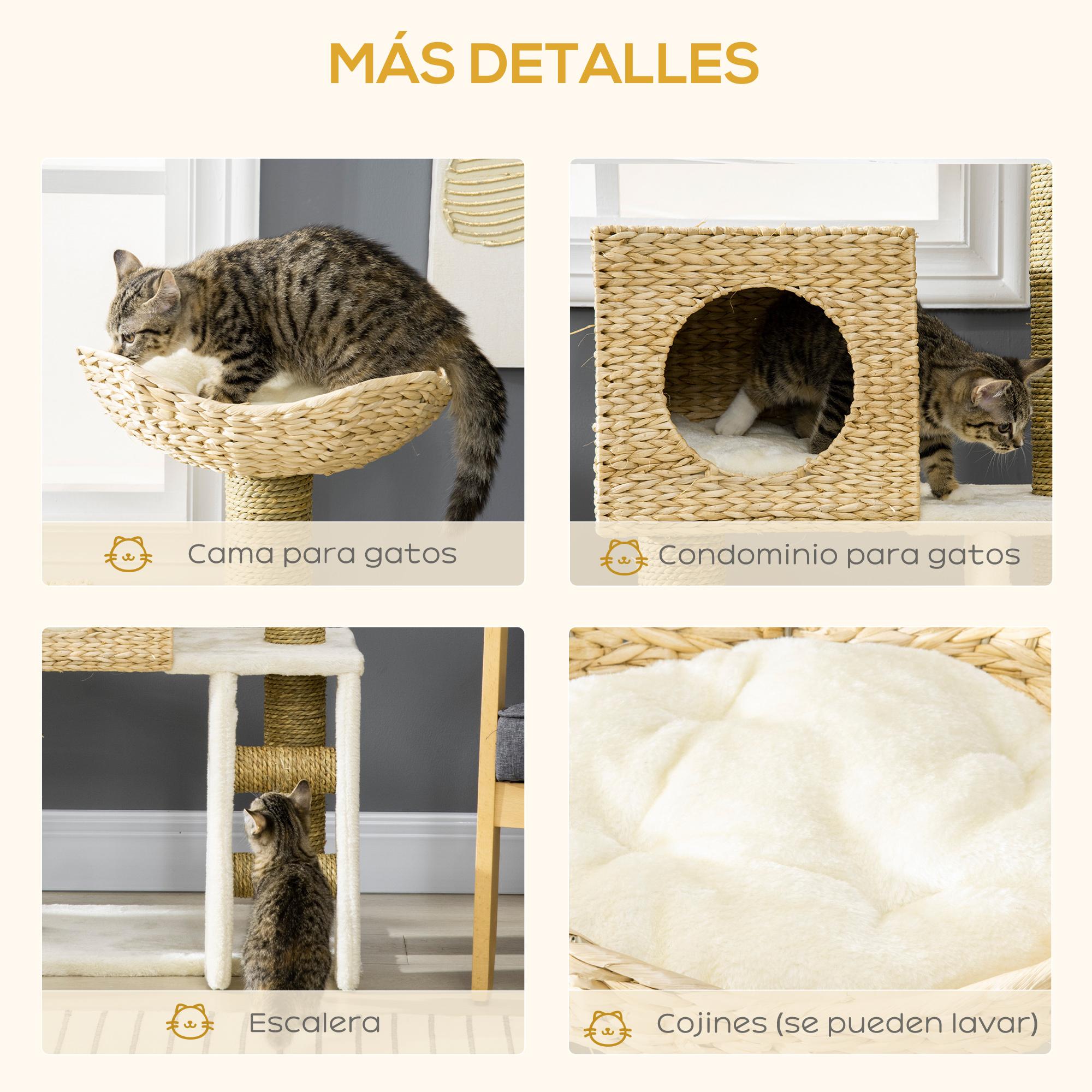 Árbol Rascador para Gatos Medianos Altura 100,5 cm con Cama Superior Cueva